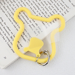 Yellow Silicone Cattle Head Loop Phone Lanyard, Wrist Lanyard Strap with Plastic & Alloy Keychain Holder, Yellow, 12.5x9.2x0.7cm