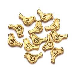 Antique Golden Tibetan Style Alloy Beads, Bird, Cadmium Free & Lead Free, Antique Golden, 9x15x2.5mm, Hole: 1.5mm