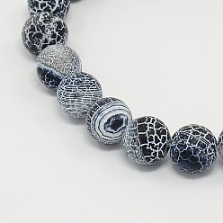 Black Weathered Agate Beads Strand, Grade A, Dyed, Round, Black, 6mm, Hole: 1mm, about 65pcs/strand, 13.66 inch