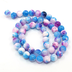 Deep Sky Blue Natural Persian Jade Beads Strands, Dyed, Round, Deep Sky Blue, 6mm, Hole: 1mm, about 62pcs/strand, 16 inch