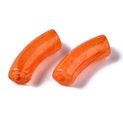 Coral Acrylic Beads, Imitation Gemstone, Curved Tube, Coral, 34.5x13x11mm, Hole: 3.5mm, about 155pcs/500g