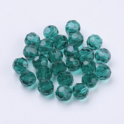 чирок Имитация Австрийские кристаллические шарики, класс AAA, граненый (32 граней), круглые, зелено-синие, 6 мм, отверстие : 0.7~0.9 мм