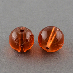 Chocolate Drawbench Transparent Glass Beads Strands, Spray Painted, Round, Chocolate, 8mm, Hole: 1.3~1.6mm, 31.4 inch
