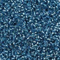 Steel Blue Cylinder Seed Beads, Silver Lined, Round Hole, Uniform Size, Steel Blue, 2x1.5mm, Hole: 0.8mm, about 40000pcs/bag, about 450g/bag