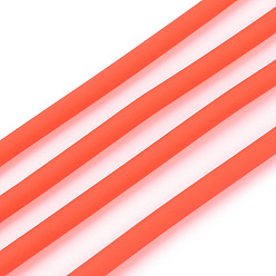 Orange Red Hollow Pipe PVC Tubular Synthetic Rubber Cord, Wrapped Around White Plastic Spool, Orange Red, 4mm, Hole: 2mm, about 16.4 yards(15m)/roll