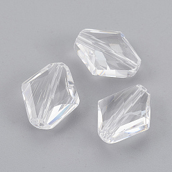 Clear Imitation Austrian Crystal Beads, Grade AAA, Faceted, Rhombus, Clear, 14~14.5x12x5~7mm, Hole: 0.9~1mm