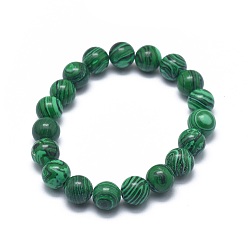 Malachite Synthetic Malachite(Dyed) Bead Stretch Bracelets, Round, 2 inch~2-3/8 inch(5~6cm), Bead: 5.8~6.8mm