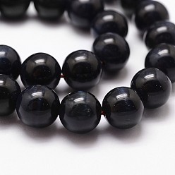 Black Natural Tiger Eye Bead Strands, Dyed & Heated, Round, Black, 12mm, Hole: 1mm, about 31pcs/strand, 14.9 inch~15.1 inch