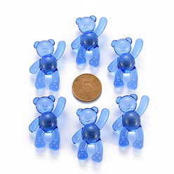 Blue Transparent Acrylic Beads, Bear, Blue, 37x28x13mm, Hole: 2.5mm, about 133pcs/500g