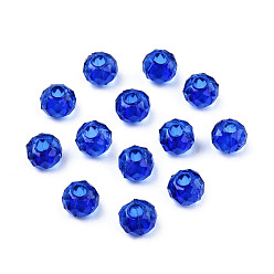 Bleu Moyen  Perles acryliques transparentes, facette, rondelle, bleu moyen, 4x3.5mm, Trou: 1.5mm, environ14000 pcs / 500 g