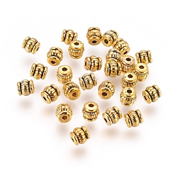 Or Antique Perles de style tibétain, sans cadmium et sans nickel et sans plomb, baril, Or antique, 5x5x5mm, Trou: 1.5mm