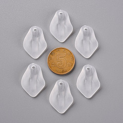 White Transparent Frosted Acrylic Pendants, Petaline, White, 24x17x4mm, Hole: 1.8mm