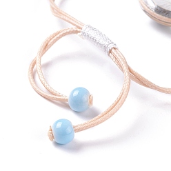 Gris Clair Bracelet à maillons de fleurs pressées à sec fait à la main pour fille femme, bracelet réglable en perles de verre babysbreath, gris clair, diamètre intérieur: 5/8~ 3-1/8 pouce (1.5~7.9 cm)