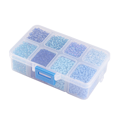 Blue 12/0 Glass Seed Beads, Ceylon Round  Loose Spacer Beads, 2mm, Blue, 2mm, Hole: 1mm, about 12500pcs/box