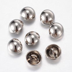 Platinum Alloy Shank Buttons, 1-Hole, Dome/Half Round, Platinum, 11.5x10mm, Hole: 1.5mm
