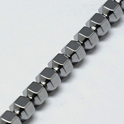 Plaqué Gris Galvanoplastie non magnétiques hématite synthétique brins de perles, hexagone, 4x4mm, Trou: 1mm, à propos 97pce / brin, 15 pouce
