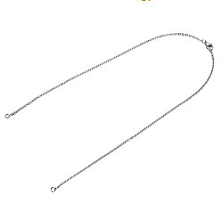 Stainless Steel Color 304 Stainless Steel Cable Chain Necklace Making, with Lobster Claw Clasps, Stainless Steel Color, 21.8 inch~22.1 inch(55.5~56.3cm), 2mm, Hole: 2.5mm