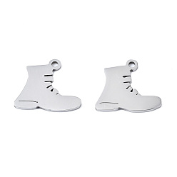 Stainless Steel Color 201 Stainless Steel Pendants, Laser Cut, Shoes, Stainless Steel Color, 13.5x15x1mm, Hole: 1.4mm