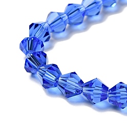 Blue Imitation Austrian Crystal 5301 Bicone Beads, Faceted Glass Beads Strands, Blue, 6x6mm, Hole: 1.2mm, about 47~48pcs/strand, 10.24 inch~10.43 inch(26~26.5cm)