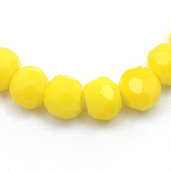 Gold Opaque Solid Glass Bead Strands, Faceted Round, Gold, 6mm, Hole: 1mm, about 100pcs/strand, 24 inch