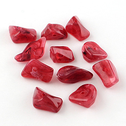 Red Chip Imitation Gemstone Acrylic Beads, Red, 19~28x14~19x6~13mm, Hole: 2mm, about 310pcs/500g