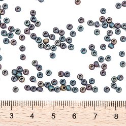 (RR401FR) Matte Black AB Миюки круглые бусины рокайль, японский бисер, 8/0, (rr 401 fr) матовый черный ab, 3 мм, отверстие : 1 мм, Около 2111~2277 шт / 50 г