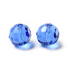 Синий Имитация Австрийские кристаллические шарики, класс AAA, граненый (32 граней), круглые, синие, 6 мм, отверстие : 0.7~0.9 мм