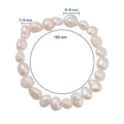 White Natural Pearl Stretch Bracelets, White, 2-1/8 inch(5.5cm)