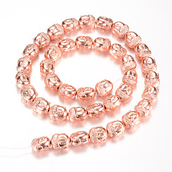 Rose Gold Plated Electroplate Non-magnetic Synthetic Hematite Bead Strands, Buddha, Rose Gold Plated, 10x9x7mm, Hole: 1mm, about 40pcs/strand, 15.7 inch