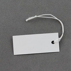 White Paper Price Cards, Can be tied on the products, Rectangle, White, 40x17x0.3mm