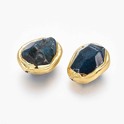 Apatite Natural Apatite Beads, with Golden Plated Edge Brass Findings, Faceted, Oval, 17~26x15~20x12~16mm, Hole: 0.8mm