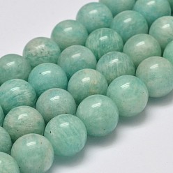Amazonite Grade AB Natural Amazonite Round Bead Strands, 9mm, Hole: 1mm, about 42pcs/strand, 15.5 inch