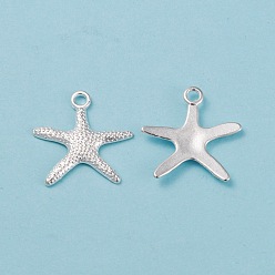 Silver Tibetan Style Alloy Pendants, Cadmium Free & Lead Free, Starfish/Sea Stars, Silver, 19.5x19x2mm, hole: 2mm.