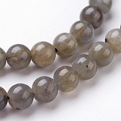 Labradorite Natural Labradorite Bead Strands, Round, 4mm, Hole: 0.5mm, about 95pcs/strand, 15.3 inch(390mm)