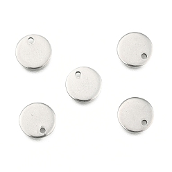 Stainless Steel Color 304 Stainless Steel Stamping Blank Tag Flat Round Charms Pendants, Stainless Steel Color, 8x1mm, Hole: 1mm