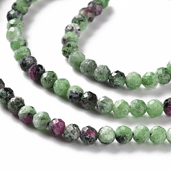 Ruby in Zoisite Natural Ruby in Zoisite Beads Strands, Round, Faceted, 3mm, Hole: 0.5mm, about 116~133pcs/strand, 15.35 inch(39cm)