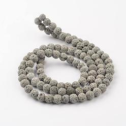 Gray Synthetic Lava Rock Round Beads Strands, Dyed, Gray, 6mm, Hole: 1mm, about 63pcs/strand, 15.7 inch