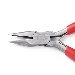 Red Jewelry Pliers, #50 Steel(High Carbon Steel) Short Chain Nose Pliers, Red, 135x55mm