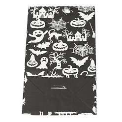 Pumpkin Halloween Theme Kraft Paper Bags, Gift Bags, Snacks Bags, Rectangle, Halloween Themed Pattern, 23.2x13x8cm