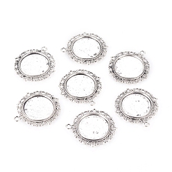 Antique Silver Zinc Alloy Pendant Settings for Cabochon & Rhinestone, DIY Findings for Jewelry Making, Flat Round, Lead Free and Cadmium Free, Antique Silver, 33.5x30x1.4mm, Hole: 2mm