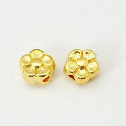 Golden Tibetan Style Alloy Beads, Lead Free & Cadmium Free & Nickel Free, Golden Color, Flower, 5x5x3mm, Hole: 1mm