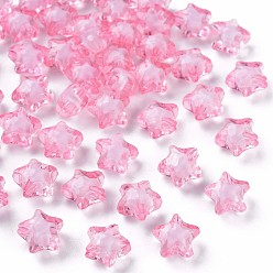 Pearl Pink Transparent Acrylic Beads, Bead in Bead, Faceted, Star, Pearl Pink, 10.5x11x7mm, Hole: 2mm, about 1280pcs/500g