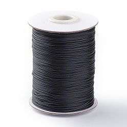 Black Korean Waxed Polyester Cord, Macrame Artisan String for Jewelry Making, Black, 1mm, about 85yards/roll
