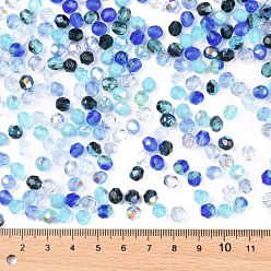 Blue Fire-Polished Czech Glass Beads, Faceted, Ananas, Blue, 6x5.5~6mm, Hole: 1.2mm, about 360pcs/bag