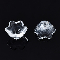 Clear Transparent Glass Beads, Flower, Clear, 7x11.5x11.5mm, Hole: 1.2mm