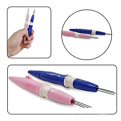 Blue Felting Needles Tool with 3Pcs Needle, Wool Felt Punch Needles Tool, with ABS Plastic Handle, Blue, 153mm