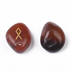 Carnelian Natural Carnelian Carved Beads, Tumbled Stone, Healing Stones for Chakras Balancing, Crystal Therapy, Meditation, Reiki, Divination Stone, Nuggets with Runes/Futhark/Futhorc, No Hole/Undrilled, 22~30x16~23x8.5~12.5mm, 25pcs/set