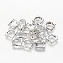 Antique Silver Tibetan Style Alloy Bead Frames, Cadmium Free & Nickel Free & Lead Free, Square, Antique Silver, 11x11x3mm, Hole: 8mm