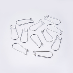 Stainless Steel Color 304 Stainless Steel Hoop Earrings, Stainless Steel Color, 21 Gauge, 25x12x2.5mm, Pin: 0.7mm