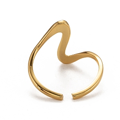 Золотой 925 серебряные манжеты, открытые кольца, волна, золотые, внутренний диаметр: 17 мм